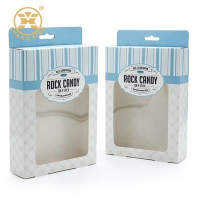 Customized White Baby Candy Packaging Cardboard Box Eco Friendly Folding Carton With Window