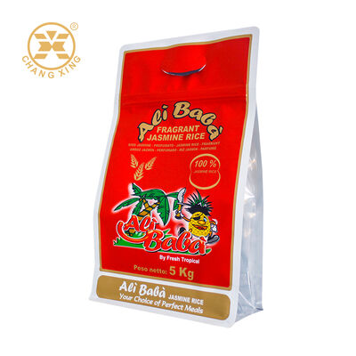 Customer Design Plastic Rice Packaging Bag Flat Bottom Pouch Zipper Packaging 5kg Basmati Rice Bag